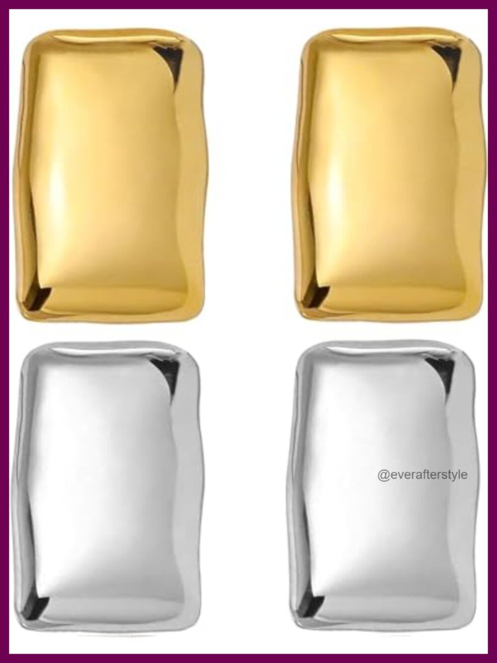 Chunky Rectangle Stud Earrings Gold Plated Statement Minimalist Fashion Jewelry